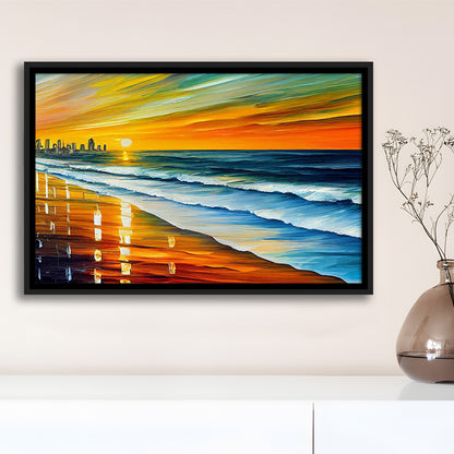 Oceanside California Skyline, Oceanside City Painting Wall Art, Sport Gift Art, Framed Canvas Print Wall Art