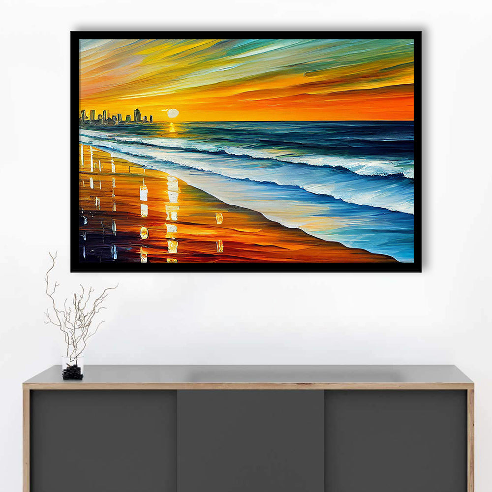 Oceanside California Skyline, Oceanside City Painting Wall Art, Sport Gift Art, Framed Art Print Wall Decor