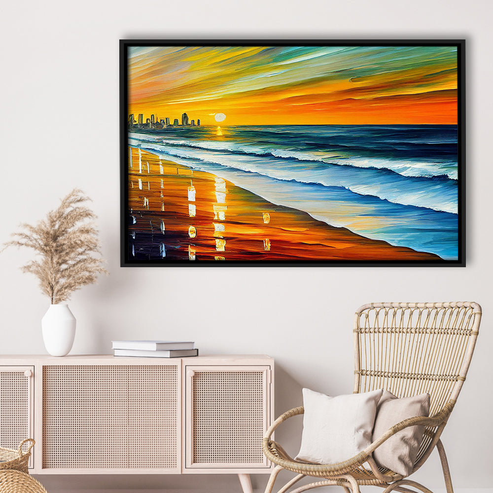 Oceanside California Skyline, Oceanside City Painting Wall Art, Sport Gift Art, Framed Canvas Print Wall Art