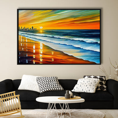 Oceanside California Skyline, Oceanside City Painting Wall Art, Sport Gift Art, Framed Canvas Print Wall Art