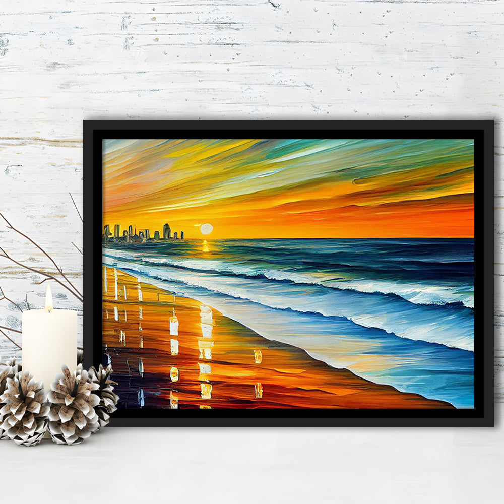 Oceanside California Skyline, Oceanside City Painting Wall Art, Sport Gift Art, Framed Canvas Print Wall Art