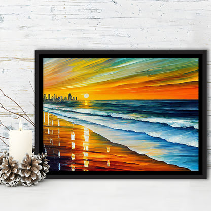 Oceanside California Skyline, Oceanside City Painting Wall Art, Sport Gift Art, Framed Canvas Print Wall Art