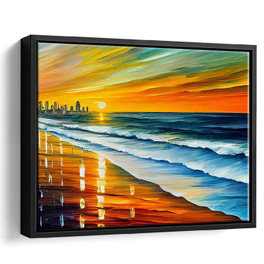 Oceanside California Skyline, Oceanside City Painting Wall Art, Sport Gift Art, Framed Canvas Print Wall Art
