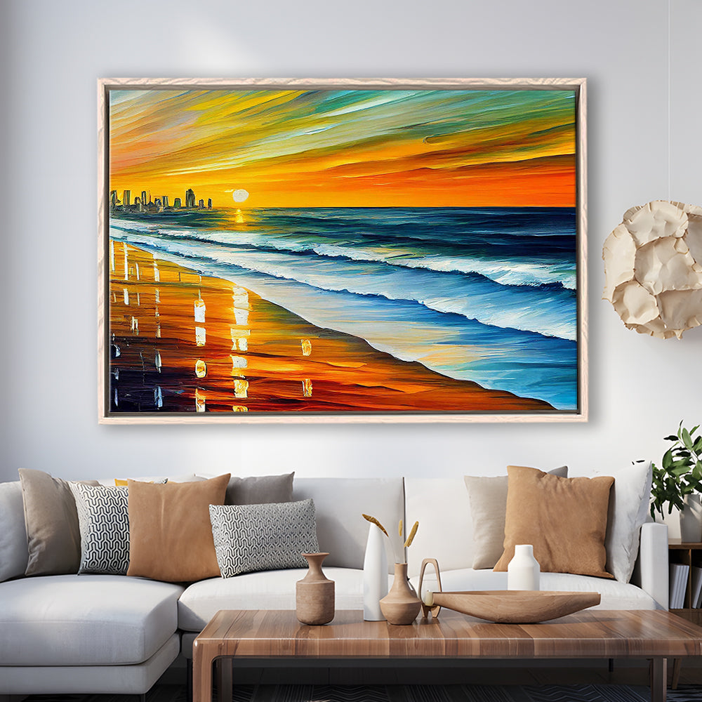 Oceanside California Skyline, Oceanside City Painting Wall Art, Sport Gift Art, Framed Canvas Print Wall Art
