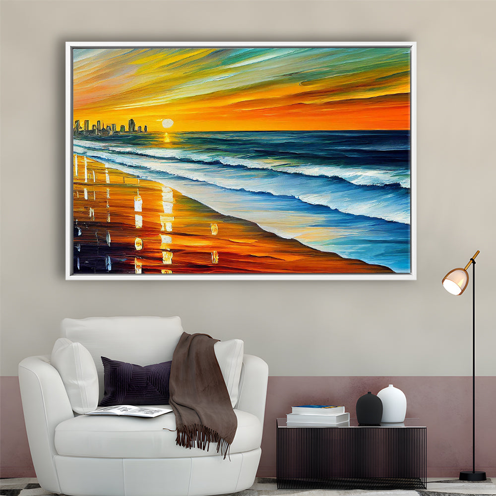 Oceanside California Skyline, Oceanside City Painting Wall Art, Sport Gift Art, Framed Canvas Print Wall Art