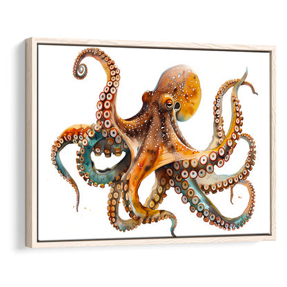 Octopus Watercolor Painting V2, Framed Canvas Painting, Framed Canvas Prints Wall Art Decor