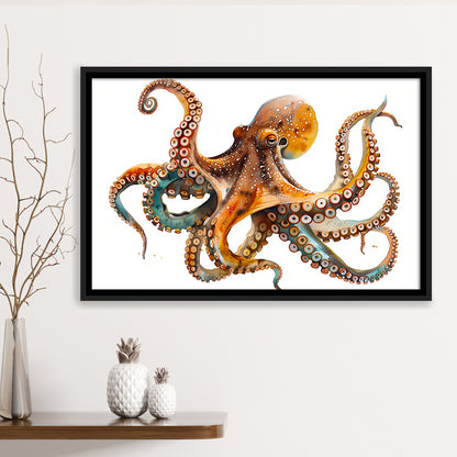 Octopus Watercolor Painting V2, Framed Canvas Painting, Framed Canvas Prints Wall Art Decor