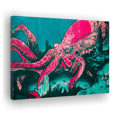 Octopus Graffiti Street Art Octopus Large Octopus Art, Canvas Print Wall Art, Wall Decor, Painting Canvas