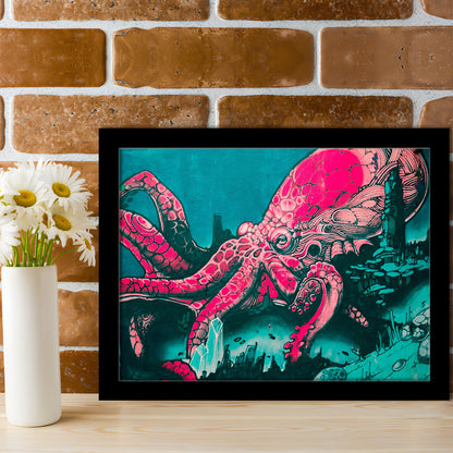 Octopus graffiti street art Octopus Large octopus art, Framed Art Print Wall Decor, Picture Framed