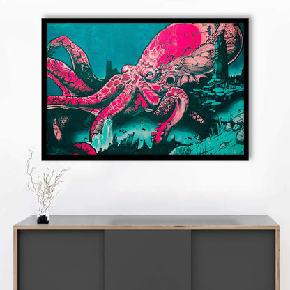 Octopus graffiti street art Octopus Large octopus art, Framed Art Print Wall Decor, Picture Framed