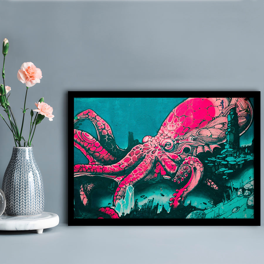 Octopus graffiti street art Octopus Large octopus art, Framed Art Print Wall Decor, Picture Framed