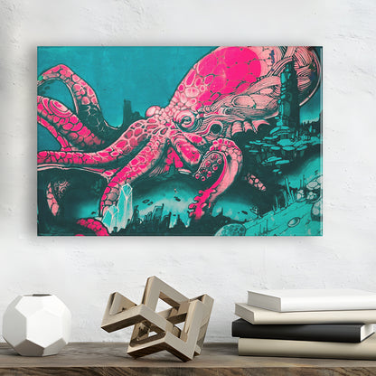 Octopus Graffiti Street Art Octopus Large Octopus Art, Canvas Print Wall Art, Wall Decor, Painting Canvas
