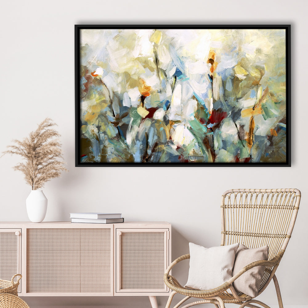 Ode To Monet V Large Stretched Canvas Floating Frame Wall Art Print, Framed Cavas Print, Floating Frame