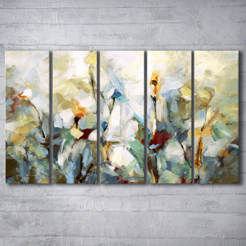 Ode to Monet V Large Stretched Canvas Floating Frame Wall Art Print, 5 Piece B Extra Large Cavas Print Wall Art Decor