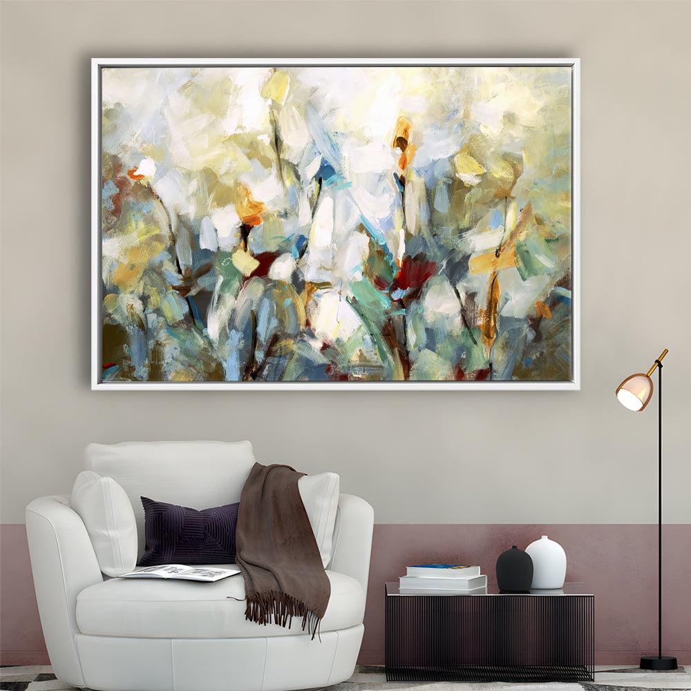 Ode To Monet V Large Stretched Canvas Floating Frame Wall Art Print, Framed Cavas Print, Floating Frame
