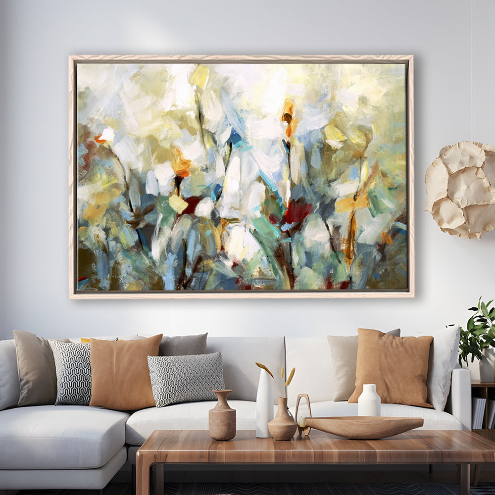 Ode To Monet V Large Stretched Canvas Floating Frame Wall Art Print, Framed Cavas Print, Floating Frame