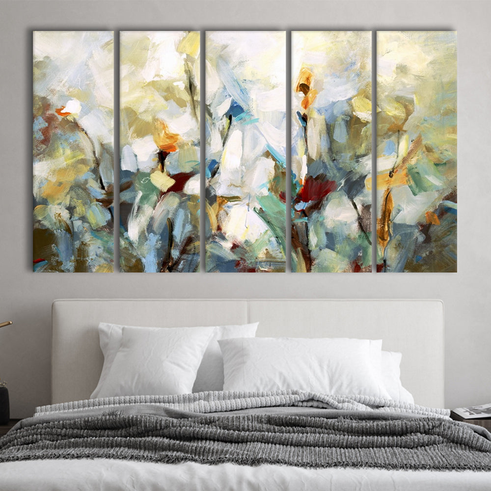 Ode to Monet V Large Stretched Canvas Floating Frame Wall Art Print, 5 Piece B Extra Large Cavas Print Wall Art Decor