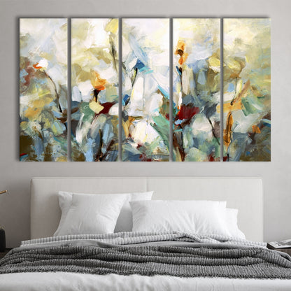 Ode to Monet V Large Stretched Canvas Floating Frame Wall Art Print, 5 Piece B Extra Large Cavas Print Wall Art Decor