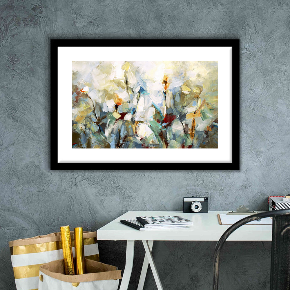 Ode To Monet V Large Stretched Floating Frame Wall Art Print, Framed Art Print White Border