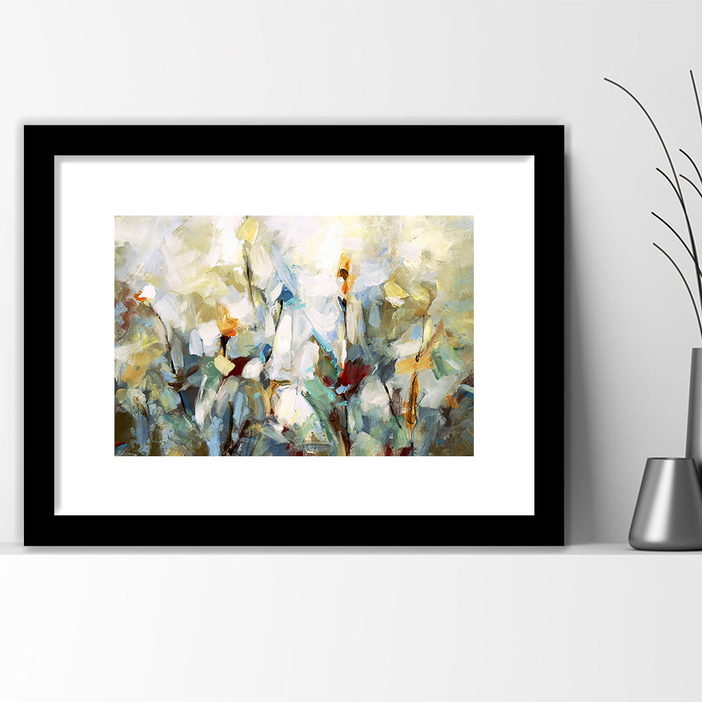 Ode To Monet V Large Stretched Floating Frame Wall Art Print, Framed Art Print White Border