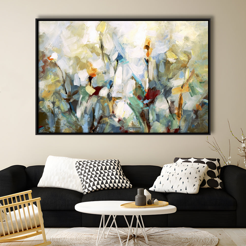 Ode To Monet V Large Stretched Canvas Floating Frame Wall Art Print, Framed Cavas Print, Floating Frame