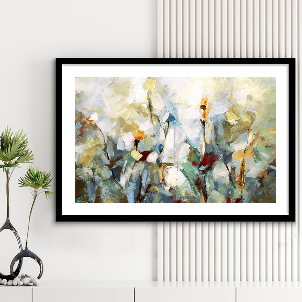 Ode To Monet V Large Stretched Floating Frame Wall Art Print, Framed Art Print White Border