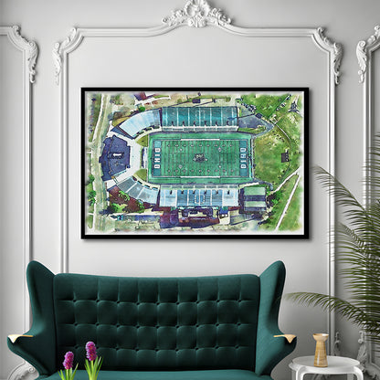 Ohio Bobcats, Don Peden Painting Stadium Watercolor, Sport Gift Art, Framed Art Print Wall Decor