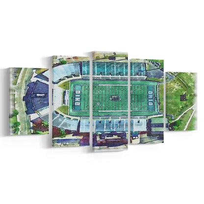 Ohio Bobcats, Don Peden Painting Stadium Watercolor, Sport Art, Mixed 5 Panel, Canvas Print Wall Art
