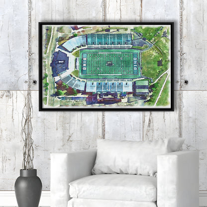 Ohio Bobcats, Don Peden Painting Stadium Watercolor, Sport Gift Art, Framed Canvas Print Wall Art