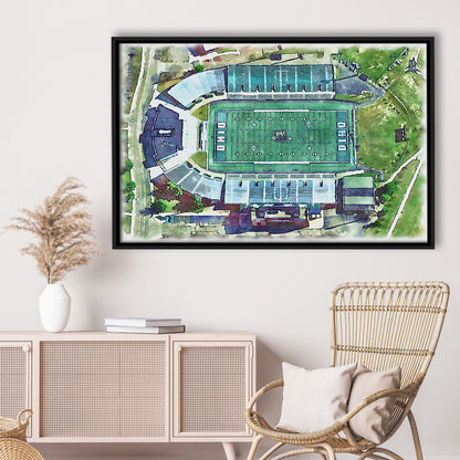 Ohio Bobcats, Don Peden Painting Stadium Watercolor, Sport Gift Art, Framed Canvas Print Wall Art