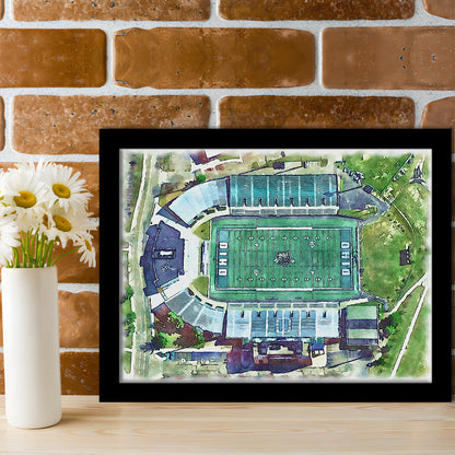 Ohio Bobcats, Don Peden Painting Stadium Watercolor, Sport Gift Art, Framed Art Print Wall Decor