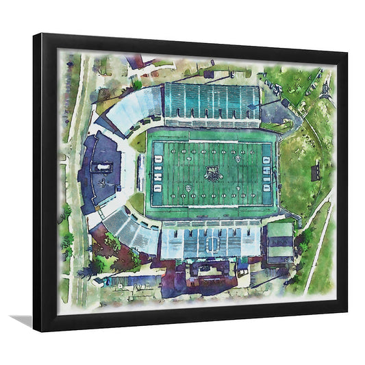 Ohio Bobcats, Don Peden Painting Stadium Watercolor, Sport Gift Art, Framed Art Print Wall Decor