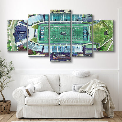 Ohio Bobcats, Don Peden Painting Stadium Watercolor, Sport Art, Mixed 5 Panel, Canvas Print Wall Art