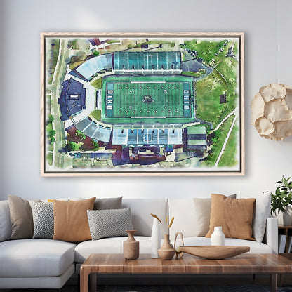 Ohio Bobcats, Don Peden Painting Stadium Watercolor, Sport Gift Art, Framed Canvas Print Wall Art