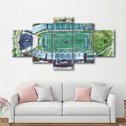 Ohio Bobcats, Don Peden Painting Stadium Watercolor, Sport Art, Mixed 5 Panel, Canvas Print Wall Art