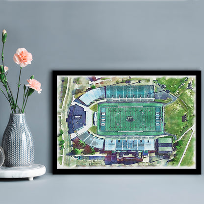 Ohio Bobcats, Don Peden Painting Stadium Watercolor, Sport Gift Art, Framed Art Print Wall Decor