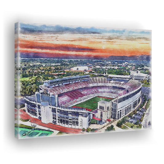 Ohio State Buckeyes, Ohio Painting Stadium Watercolor, Sport Art, Gifts for him, Canvas Print Wall Art