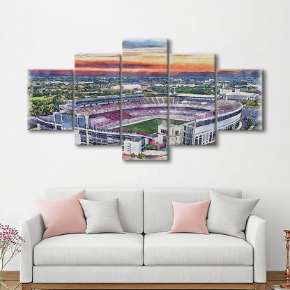 Ohio State Buckeyes, Ohio Painting Stadium Watercolor, Sport Art, Mixed 5 Panel, Canvas Print Wall Art