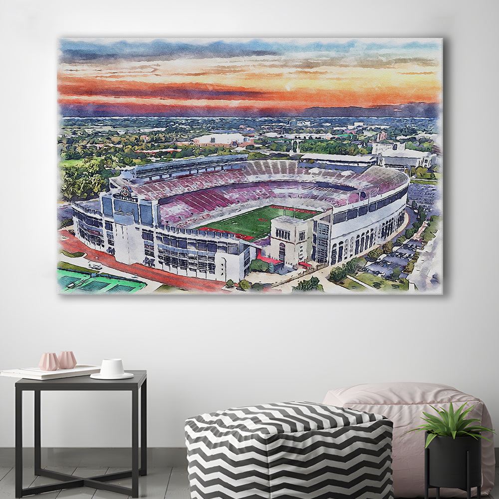 Ohio State Buckeyes, Ohio Painting Stadium Watercolor, Sport Art, Gifts for him, Canvas Print Wall Art