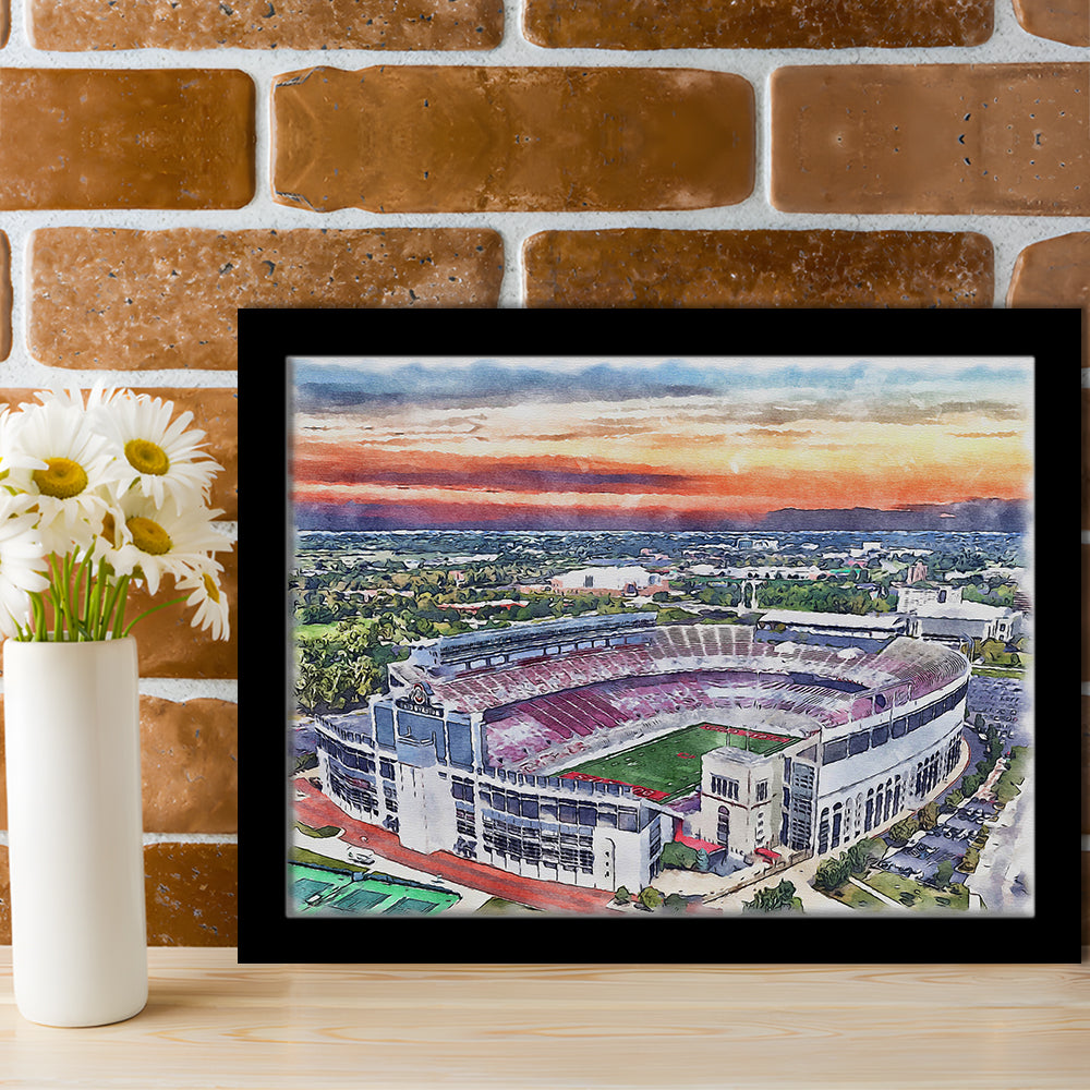 Ohio State Buckeyes, Ohio Painting Stadium Watercolor, Sport Gift Art, Framed Art Print Wall Decor