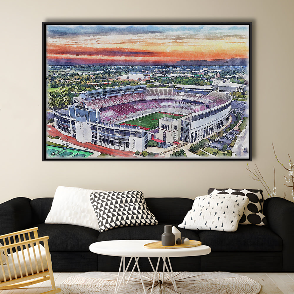 Ohio State Buckeyes, Ohio Painting Stadium Watercolor, Sport Gift Art, Framed Canvas Print Wall Art