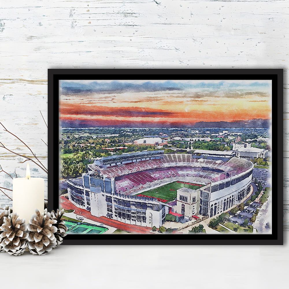 Ohio State Buckeyes, Ohio Painting Stadium Watercolor, Sport Gift Art, Framed Canvas Print Wall Art
