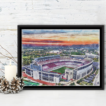 Ohio State Buckeyes, Ohio Painting Stadium Watercolor, Sport Gift Art, Framed Canvas Print Wall Art