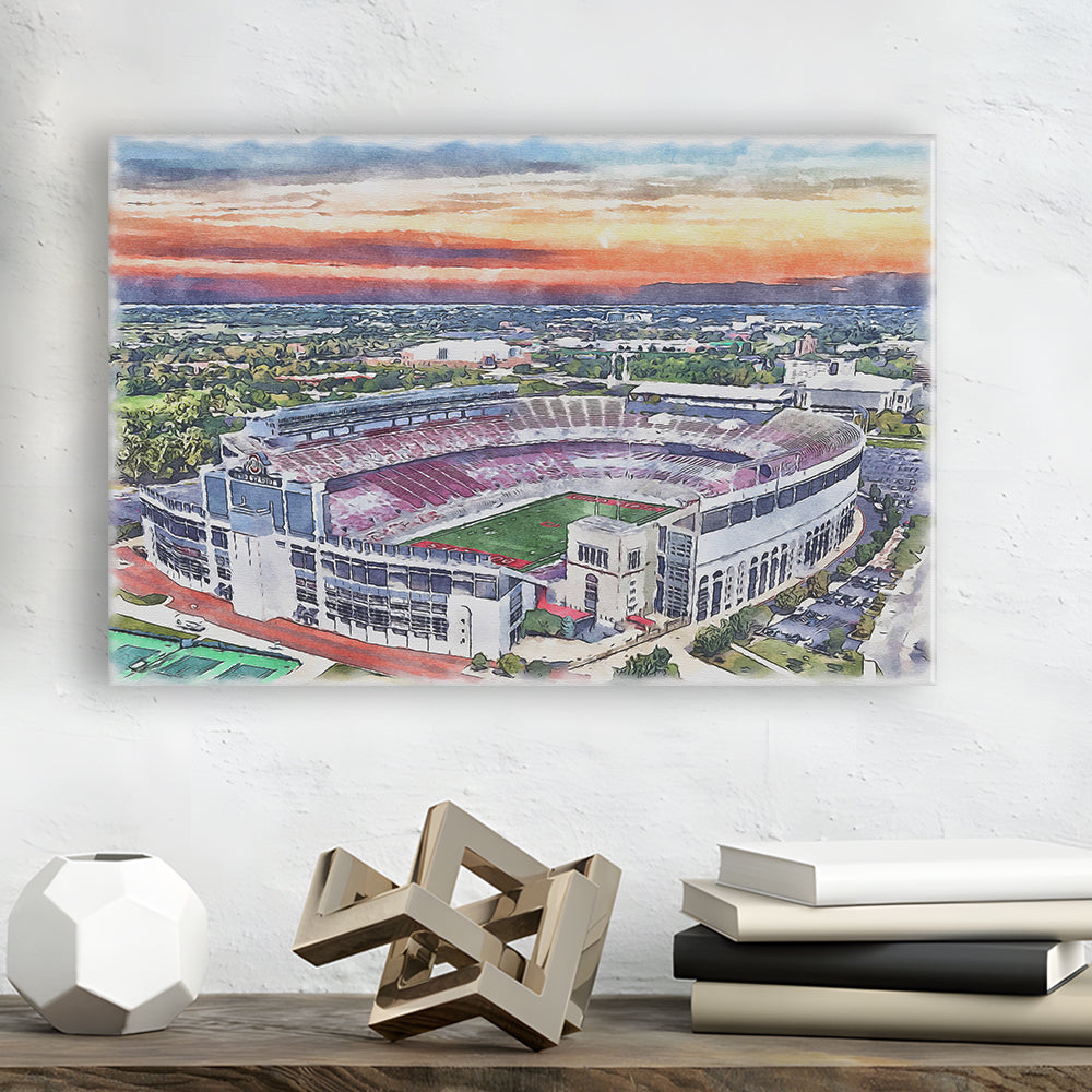 Ohio State Buckeyes, Ohio Painting Stadium Watercolor, Sport Art, Gifts for him, Canvas Print Wall Art