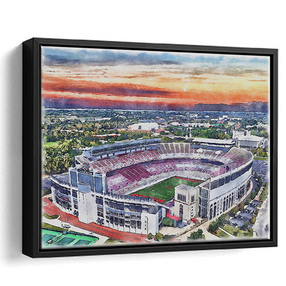 Ohio State Buckeyes, Ohio Painting Stadium Watercolor, Sport Gift Art, Framed Canvas Print Wall Art