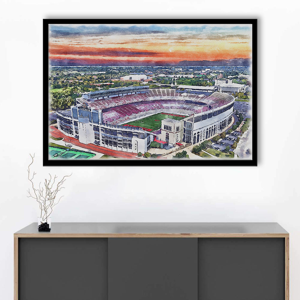 Ohio State Buckeyes, Ohio Painting Stadium Watercolor, Sport Gift Art, Framed Art Print Wall Decor