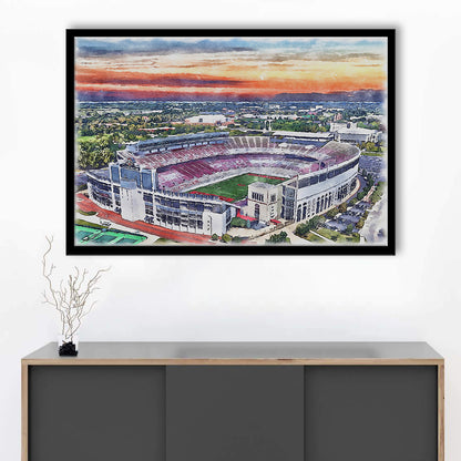 Ohio State Buckeyes, Ohio Painting Stadium Watercolor, Sport Gift Art, Framed Art Print Wall Decor