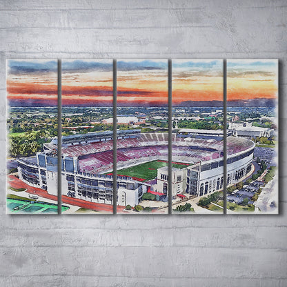 Ohio State Buckeyes, Ohio Painting Stadium Watercolor, Sport Art, Extra Large Canvas Print Wall Art