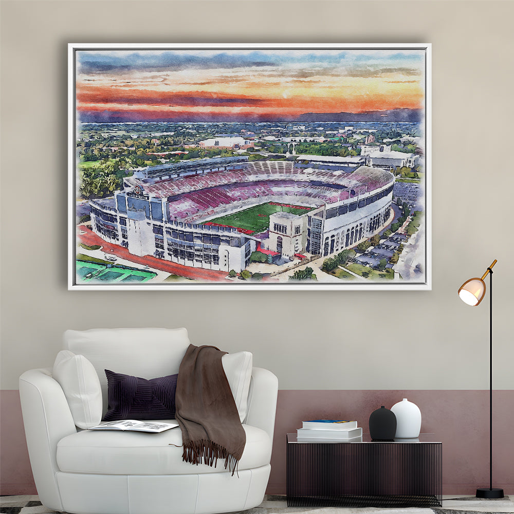 Ohio State Buckeyes, Ohio Painting Stadium Watercolor, Sport Gift Art, Framed Canvas Print Wall Art