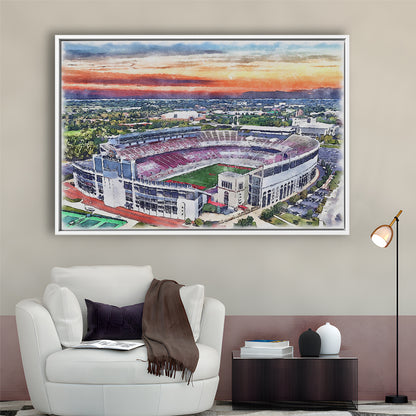 Ohio State Buckeyes, Ohio Painting Stadium Watercolor, Sport Gift Art, Framed Canvas Print Wall Art